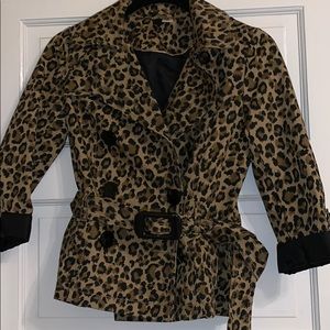 H&M leopard cheetah belted  rain jacket